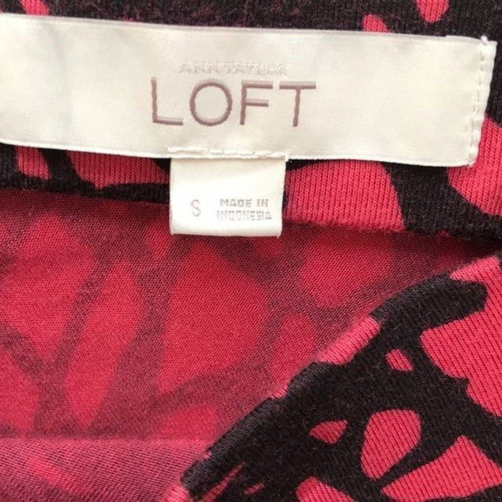 Loft Small Pink and Black Abstract Soft Flowy Skirt Workwear Casual Comfort - Picture 2 of 5